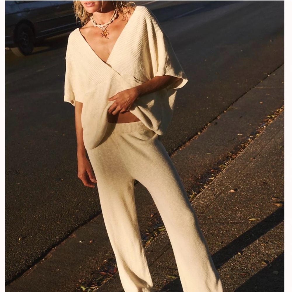 Free People Ivory Jaclyn Knit Sweater Set